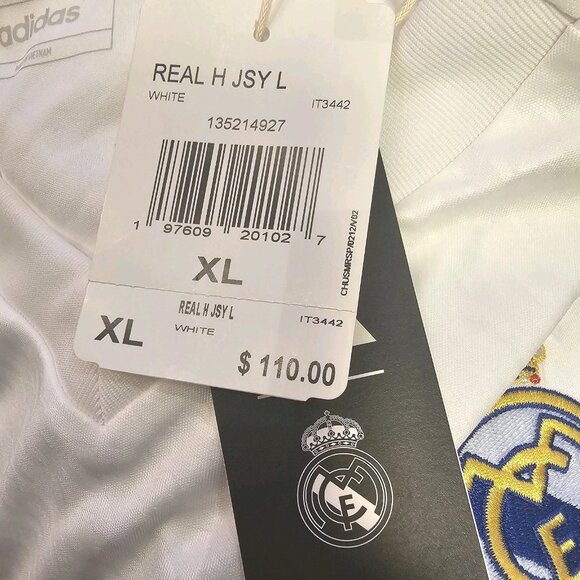 Adidas Real Madrid Home Soccer Jersey White Longsleeve Shirt IT3442 - Men's XL - Picture 8 of 10